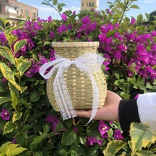 Bamboo Basket Storage Woven Indoor Flowerpot Fish Tea Basket Vase Dance Props