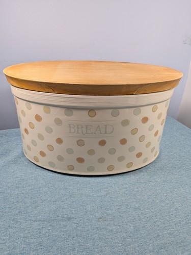 Ceramic bread bin wooden - bread,