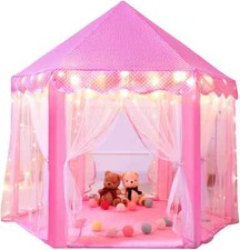 Kids Light Up Play Tent Girl Pink Fairy Princess Childrens House Includes Lights
