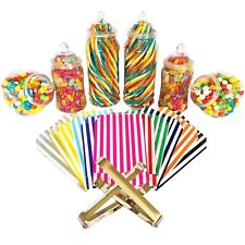 6 Plastic Sweet Jars 50 Bags 2 Tongs Cute Candy Buffet Small Wedding Party