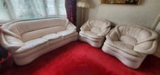 3 piece luxury suite cream leather, used, good condition