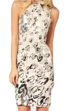 KAREN MILLEN 10UK Snow Leopard Animal Print One Shoulder cocktail Dress New €195