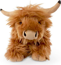 Living Nature Lying Highland Cow Brown Soft Toy | Farm Toy | Soft Toy Gift for K