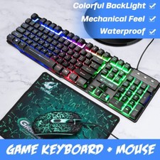 T11 Wired Mechanical Keyboard Game Mouse Rainbow RGB Backlight Keypad for Comput