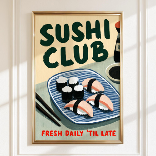 Sushi club poster retro - sushi,