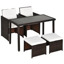 2 Seater Rattan Cube Garden Furniture Set – 5 Piece Outdoor Patio Dining Set