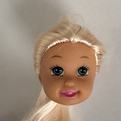 Blonde doll head blue eyes - doll,