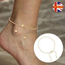 Trendy Women's Gold Sterling Silver Snake Charm Ankle Bracelet Anklet Adjustable