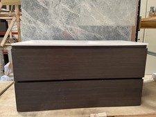 Bathroom Wall Hung Vanity Unit dark wood marble top 90cm