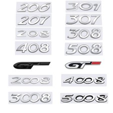 Car Front Rear Emblem Stickers For Peugeot GT 206 207 208 301 307 308 408 4008