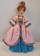 VINTAGE 19cms REXARD DOLL QUEEN MARY OF ORANGE DRESSED IN PINK & BLUE