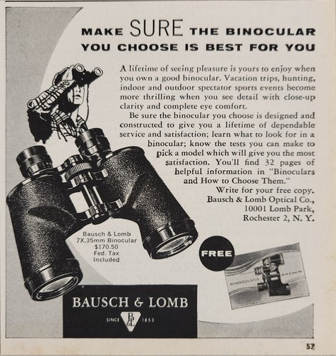 1956 print bausch lomb - print,