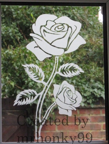 Etched glass vinyl flowers - etched,