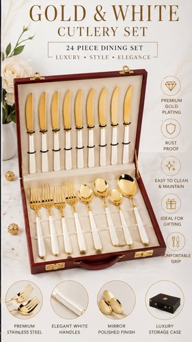 Luxury gold white - gold, cutlery
