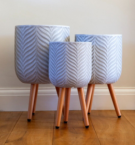30cm patterned fern planter - patterned, on