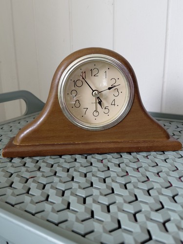 Vintage wooden mantel clock - vintage,