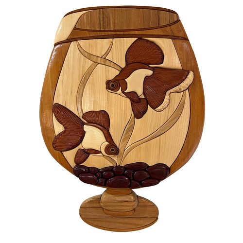 Handmade intarsia goldfish - intarsia,