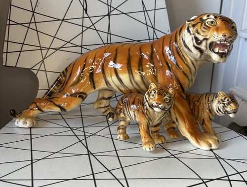 Vintage large ceramic tiger - vintage,