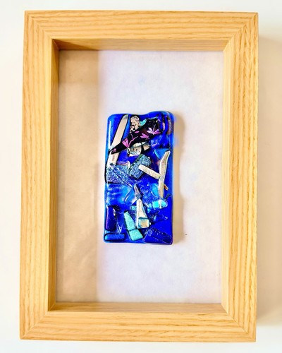Small framed fused glass art - framed,