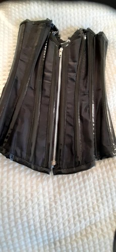 Black pvc trim boned corset - boned,
