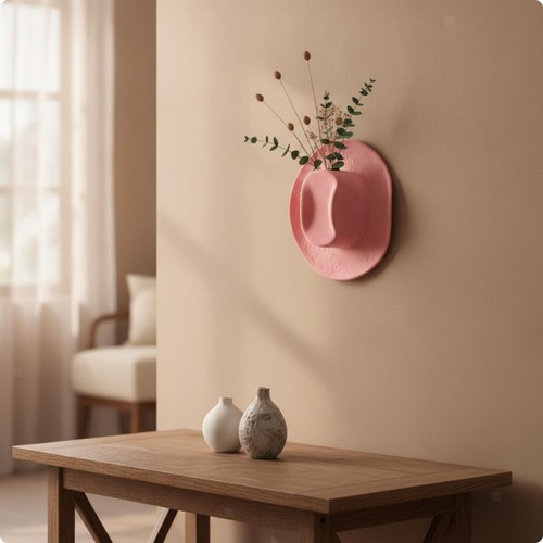 Hat shaped vase flocked - hat,