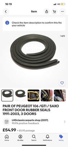 Peugeot 106 gti saxo rubber - 106/gti/saxo,