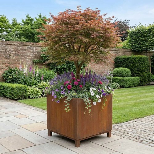 Corten steel cube - steel, with