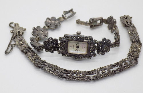 Boma marcasite quartz watch - marcasite,