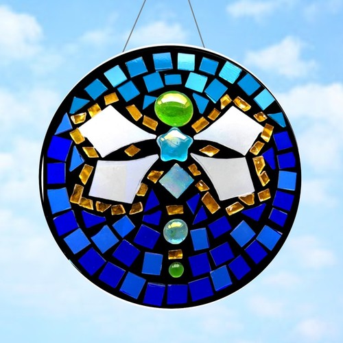 Green dragonfly stained glass - dragonfly,