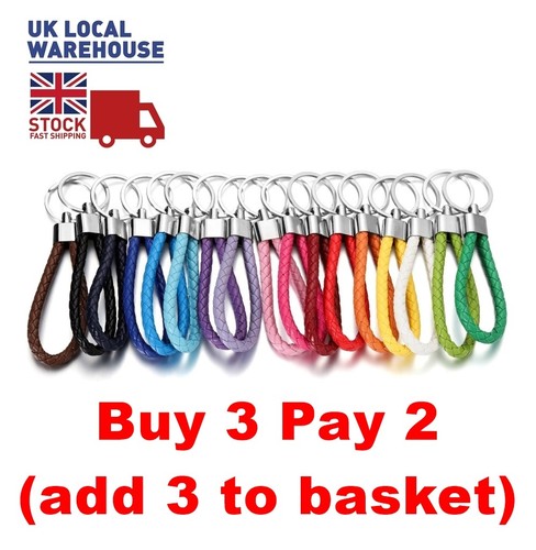 Braided faux leather keyring - braided,