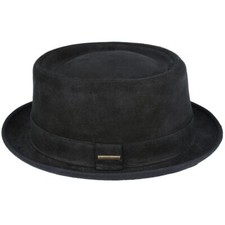 Men's Leather Pork Pie Hat -