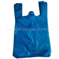 Plastic Carrier Vest Bags Blue Heavy Duty Shopping Stall Grocery Fruit Vegetable