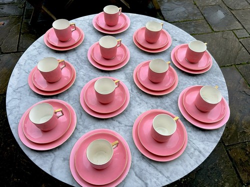 Vintage pink tea coffee set - vintage,