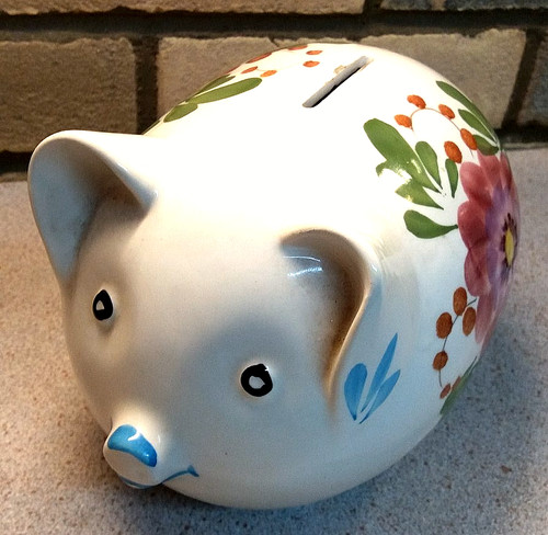 Large vintage ceramic pig - ceramic,