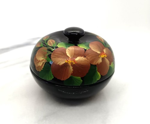 Vintage paper mache lidded - vintage,