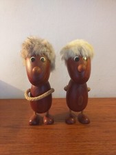 DANISH MIDCENTURY GONKS OPTIMIST & PESSIMIST FIGURINES, LARGE 20CMS TALL 
