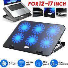 Quiet 6 Powerful Fans Laptop Cooler Gaming Cooling Mat Pad Stand Tilt for 12-17"