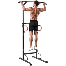 HOMCOM Steel Multi-Use Exercise Power Tower Station Adjustable Height w/ Grips