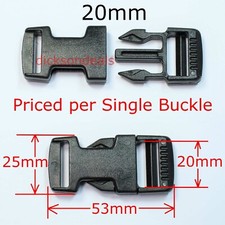 Side Release Clip Buckle for 20mm 0.75 Inch Webbing Strap Black Delrin Plastic