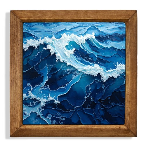 Crashing wave stone wall - wave, art