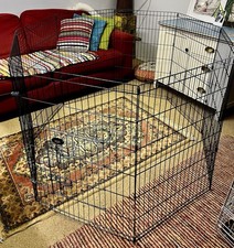 PGO Large Black Metal Play Pen Pet Enclosure with door
