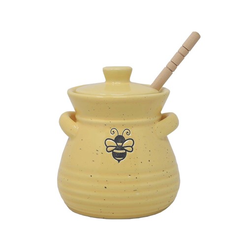 Ceramic honey pot wood - honey,