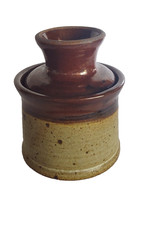 Vintage Signed Art Pottery Stoneware French Butter Bell Crock Keeper *5.25"
