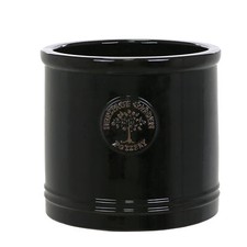 Black Heritage Cylinder Garden Ceramic Planter Plant Flower Pot - Frost Proof 	