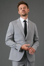 Burton Mens Blazer Light Grey Smart Jacket Twin Back Vent Comfortable