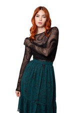 Hell Bunny Snake Charmer Top Gothic Mesh Shirt – Snake Print Velvet Flock