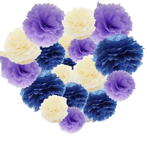 Tissue pom poms dark - dark, blue
