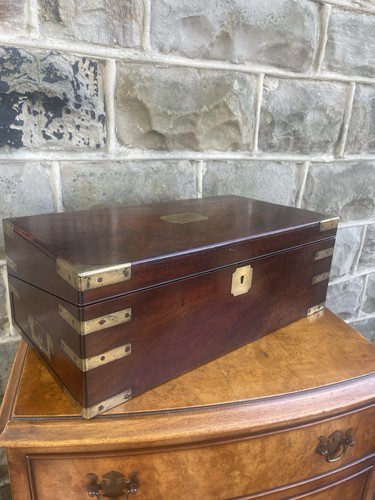 Antique brass bound mahogany - brass,