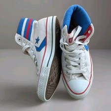 Rare CONVERSE Star Player 114989 Mid Top Basketball Boots White & Royal Blue