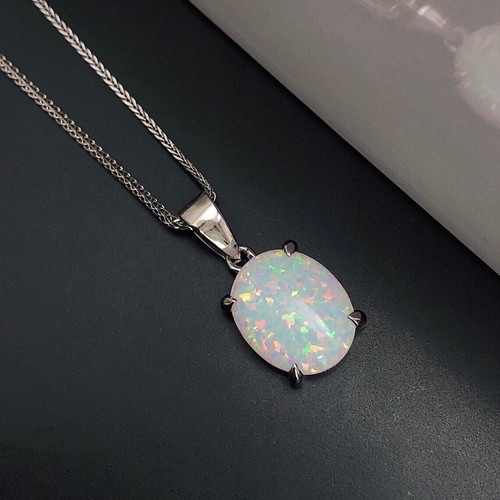 Fire opal rainbow oval - opal,